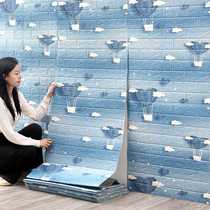 Student dormitory wallpaper self-adhesive household rough room cement wall paper waterproof and moisture-proof childrens room 3D three-dimensional wall sticker