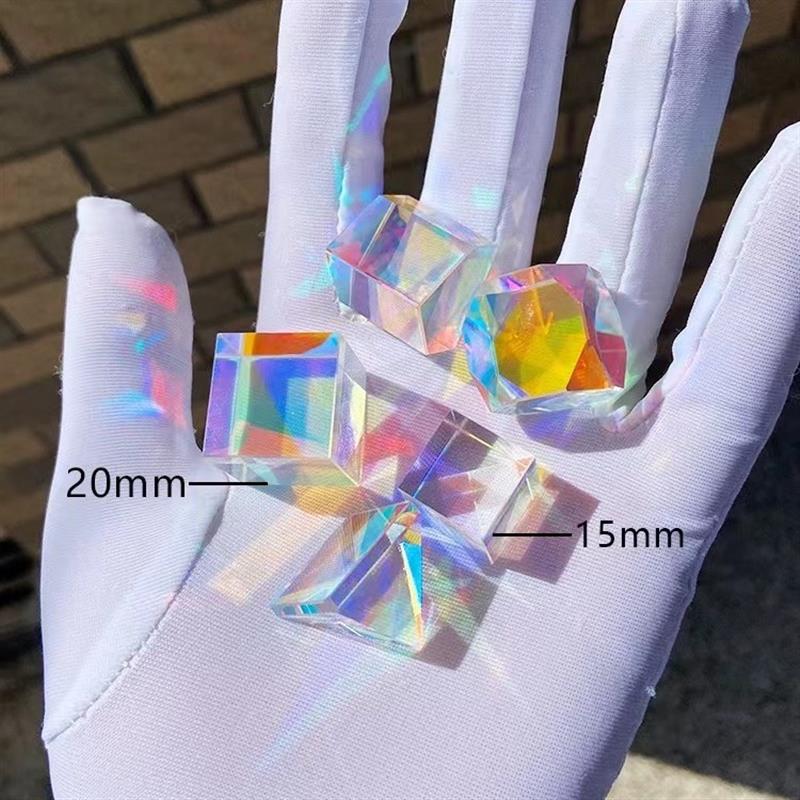 Sun Catcher Prism Light Cube Color Combining Prism Cube Seven-Color Reflective Mirror Desktop Ornament