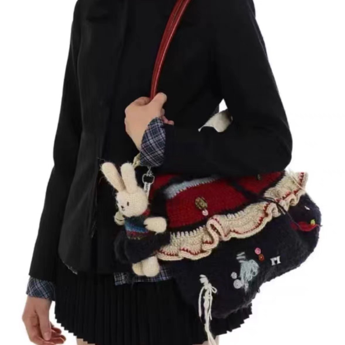 成品】复刻编织moromoro 复古学院风手钩收缩口包莫菁云明星同-淘宝网