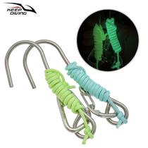 Scuba diving single head 16 stainless steel reef flow hook single claw hook safety rope resistant to seawater simple hook safety buckle