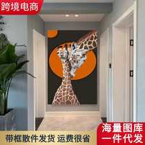 Childrens room animal decoration painting cartoon princess room boy girl bedroom bedside astronaut giraffe painting