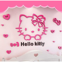 Hello kit cat acrylic 3D three-dimensional wall stickers childrens room cartoon stickers bedroom bedside wall decorations