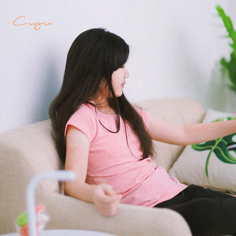 Special words rain girl care female big boy custom chest cushion detachable knitted cotton short sleeve t-shirt inside and outside