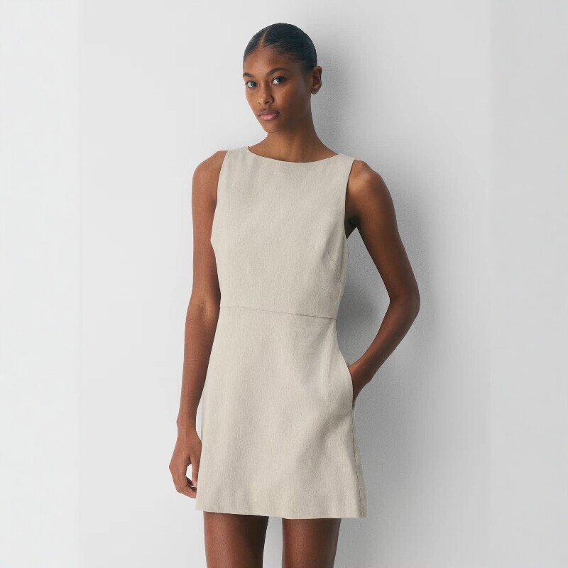 Canadian Oem Aritzia Linen Vest Dress for Women, French-Style High-End Waist-Cinching Slimming A-Line Short Skirt Canadian Oem Aritzia Linen Vest Dress for Women, French-Style High-End Waist-Cinching Slimming A-Line Short Skirt