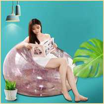 New transparent sequin lazy inflatable sofa foldable portable lounge chair outdoor transparent sofa bed