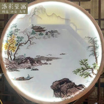 Customized circular single-embroidery traditional Jiangnan landscape attic transparent yarn double-sided embroidery wall cloth tea room entrance suzhou embroidery painting