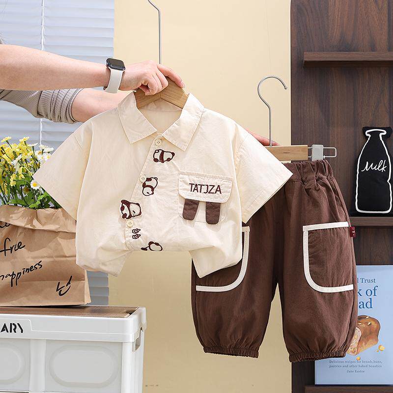 Baby Boy Summer Outfit Set, Stylish Boys' Summer Thin Short-Sleeve Shirt Two-Piece Set, Summer Toddler Infant Children's Clothing — 6