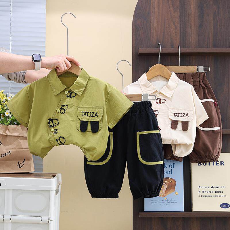 Baby Boy Summer Outfit Set, Stylish Boys' Summer Thin Short-Sleeve Shirt Two-Piece Set, Summer Toddler Infant Children's Clothing — 4