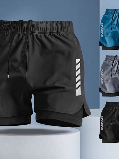 French Men's Swim Trunks Anti-Embarrassment Swimsuit Set with Swim Cap and Goggles Three-Piece Set Adult Double-Layer Swimming Full Set 2025