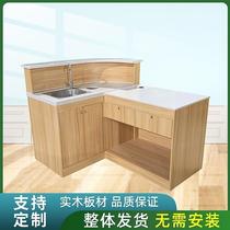 Fruit cutting and washing table fruit shop aUPydkbl cutting table cashier table integrated modern simple operation table with sink