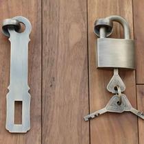 Antique lock buckle latch Chinese antique pure copper old-fashioned thickened door bolt padlock door nose door full copper lock chain