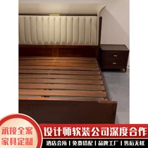 New Chinese style ebony wood home bedroom double bed hotel villa simple retro solid wood large bed furniture can be customized