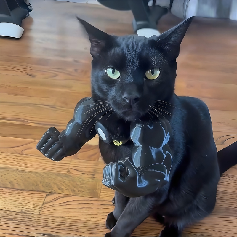 Cat界's Ultimate Tough Guy! 3D Printed Pet Green Giant Muscle Arm Accessories, Tough Guy Style Cat Photo Props