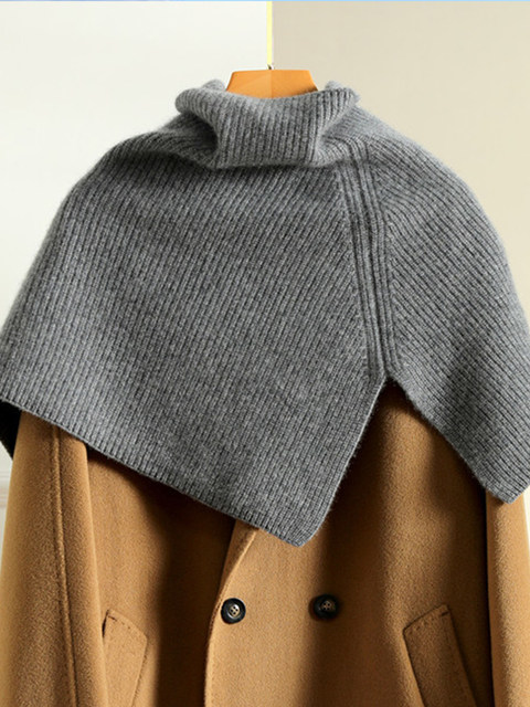 Old money style retro neck scarf knitted scarf shawl for women autumn and winter half high collar warm pullover vest cloak neck cover