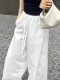 Japanese-Style White Wide-Leg Pants for Women, Summer Casual Straight-Leg Pants, High-Waisted, Slimming, Loose, Floor-Length Pants with a Sense of Design
