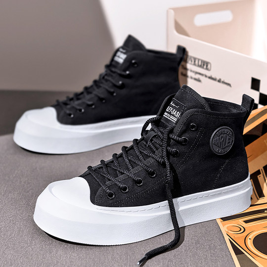 Men's Shoes 2025 New Autumn Sports Casual High-Top Canvas Shoes Aj Sneakers Youth British Trendy Brand Flat Shoes