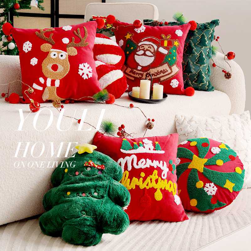 Christmas festive pillowcase holiday decoration American pillow living room sofa cushion cute children's bay window bed