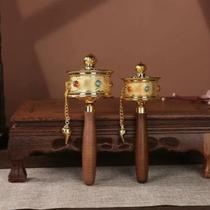 Large size 6 cm Tibetan travel souvenir hand-cranked gold wheel rotating gold tube large medium and small sizes