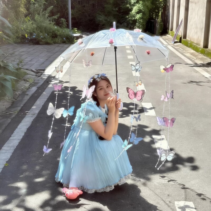 Ins-Style DIY 3D Butterfly Transparent Umbrella Decoration, High-Value Photo Prop, Butterfly Flower Umbrella DIY Handmade Materials Ins-Style DIY 3D Butterfly Transparent Umbrella Decoration, High-Value Photo Prop, Butterfly Flower Umbrella DIY Handmade Materials