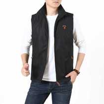 Jeep Shield Vest Mens Autumn and Winter Velvet Thickened Stand-up Collar Waistcoat Quick-drying Waterproof Middle-aged and Elderly Warm Outerwear Vest