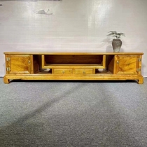 Xiaoye Zhennan plain two-drawer two-door two-meter-two TV cabinet new Chinese-style solid wood furniture low cabinet hall furnishings