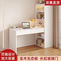 Oil-style solid wood functional bookcase floor-standing wall-mounted multi-table corner desk NJX home bedroom integrated writing