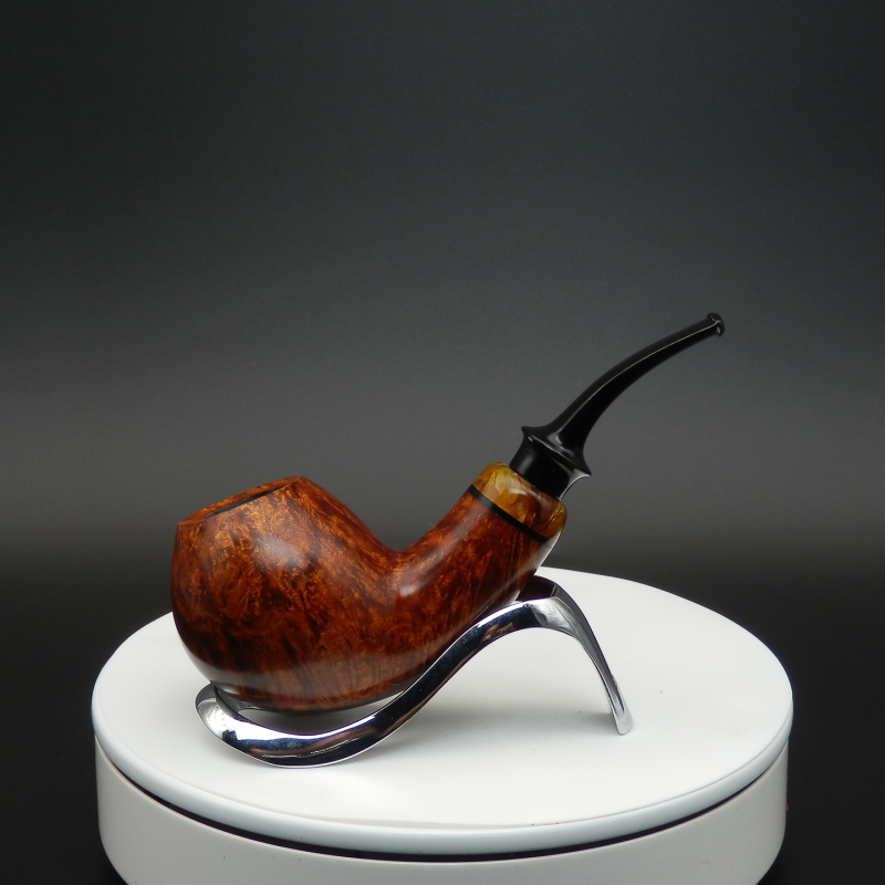 Good Luck Smoking Pipe Qi Studio Qi Guobin Chinese Handmade Briar Wood Sports Series Smooth Surface Angled Pipe