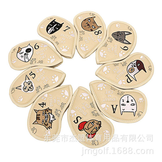 新高尔夫个套球杆帽套卡通懒惰帽保护套9铁杆/套四色承接oem定制