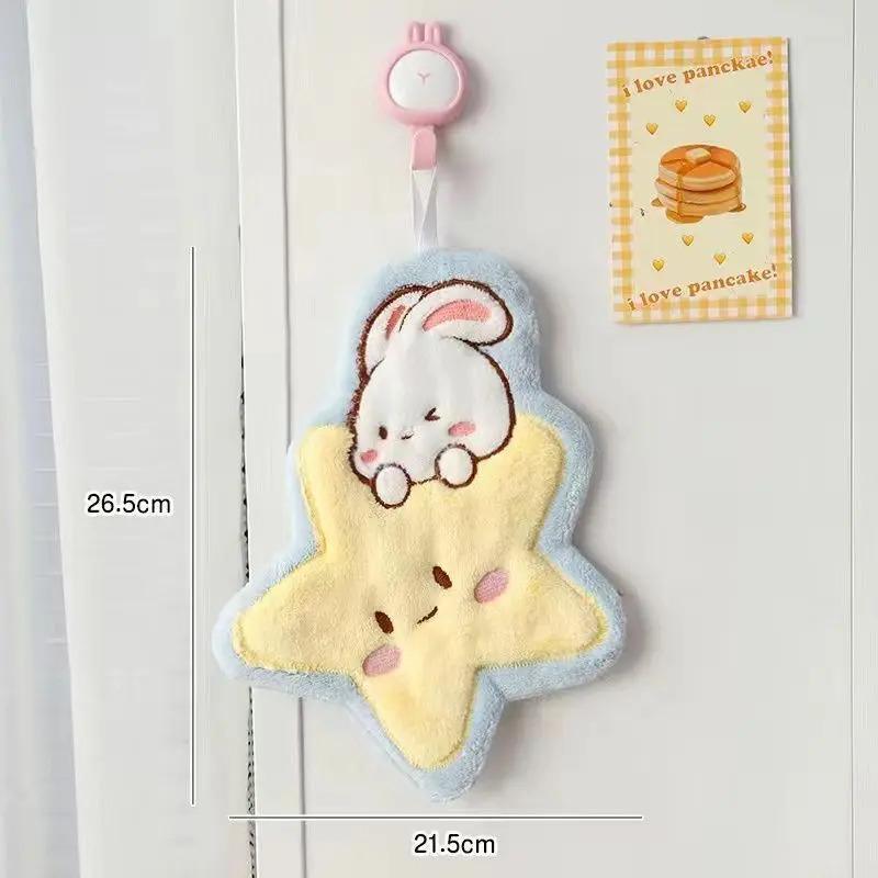 Cute Cartoon Hanging Kitchen Towel, Absorbent and Thick, Non-Shedding, Quick-Drying Handkerchief Towel for Children and Household Use Tkt
