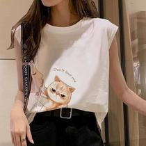 Hong Kong style vest for women fashionable summer outerwear for students versatile waistcoat T-shirt for women sleeveless inner wear loose niche tops