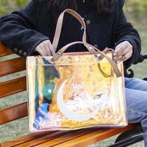 pvc laser bag custom gift portable shopping bag transparent one-shoulder jelly hand bell bag fantasy internet celebrity advertising bag