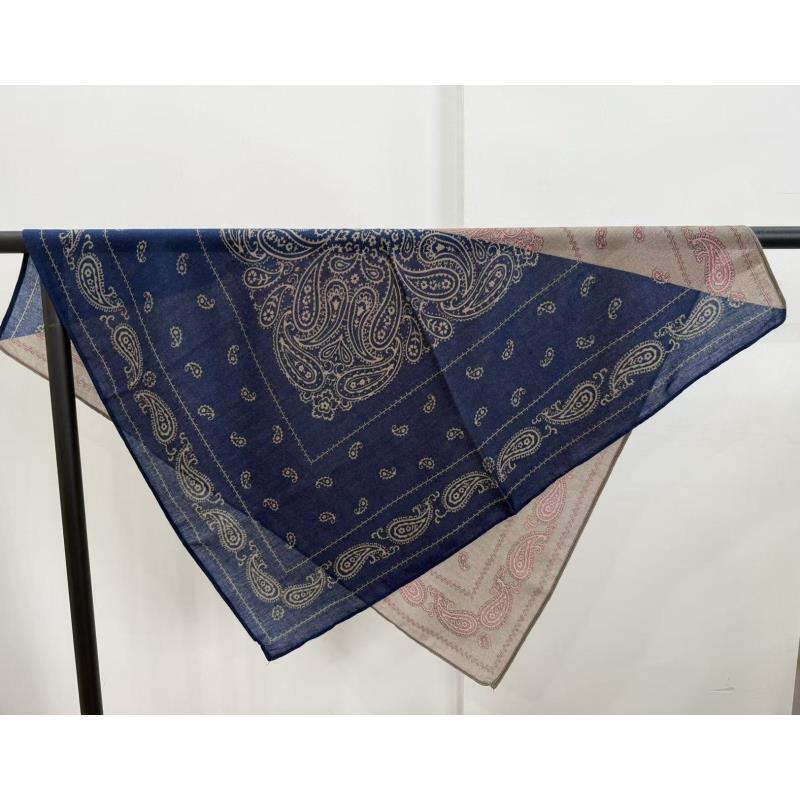 P9【Pink Blue Cashew】New Single-Sided Cotton 65*65 Exquisite Small Square Scarf