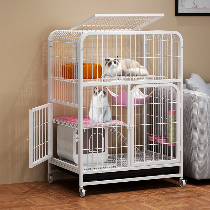 Cat Cage, Cat Villa, Home Indoor Use with Integrated Toilet, Extra Large Free Space, Two-Story Cat Nest, Cat House, Cat Shelter