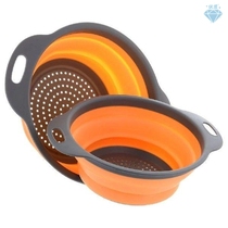 2Pcs set Silicone Colander Fruit Vegetable Washing Basket
