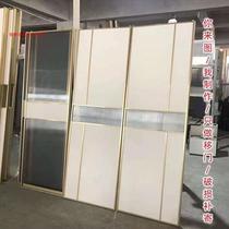 Customized sliding door for home tempered glass solid wood golden aluminum frame partition wall wardrobe door customized sliding door