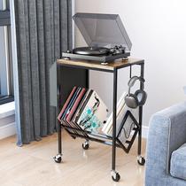 Vinyl display rack double-layer iron vinyl record rack with storage bag record machine bedside table office newspaper bookshelf