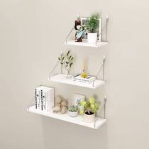 Wall storage rack without punching holes bedroom bedside wall-mounted bookshelf wooden one-word partition dormitory wall storage shelf