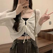 Womens dopamine green sun protection shirt sexy and popular design niche short top trendy style