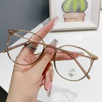 Xiaohongshus same round TR retro anti-blue light flat mirror lightweight literary and artistic student myopia frame 01243