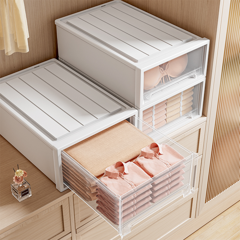 収納ボックス引き出しタイプのプラスチック製のホームワードローブの衣類やパンツの整理ボックス透明な厚みのあるワードローブ衣類収納ボックス
