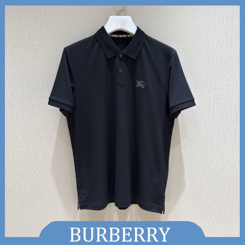 Burberry/Burberry/Burberry Short-Sleeved Polo Shirt for Men, Plaid Contrast Color War Horse Lapel T-Shirt for Men Burberry/Burberry/Burberry Short-Sleeved Polo Shirt for Men, Plaid Contrast Color War Horse Lapel T-Shirt for Men