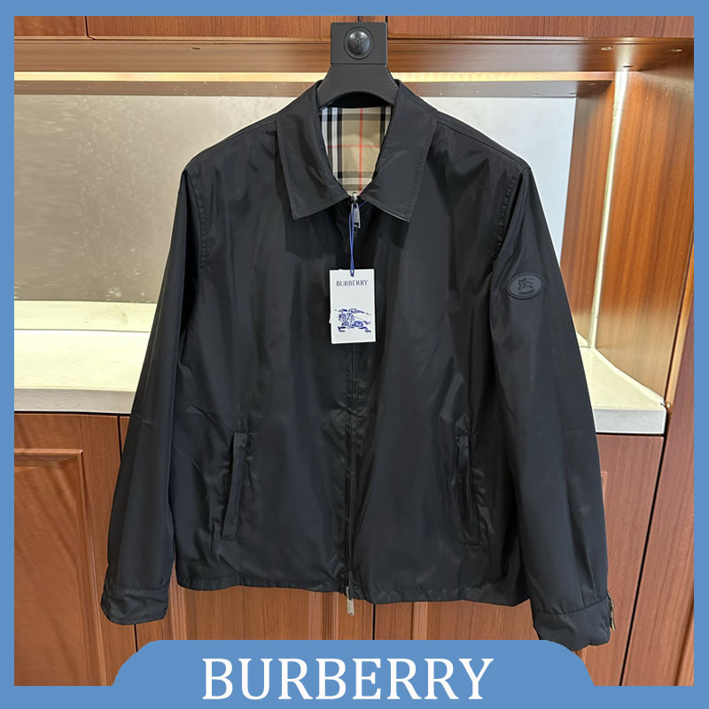 Burberry/Burberry/Barbourley Men's Jacket New Reversible Plaid Lapel Executive Coat Men's Wear