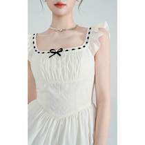 Ruffled lace French white dress for women summer design sweet princess a-line baby dress short skirt