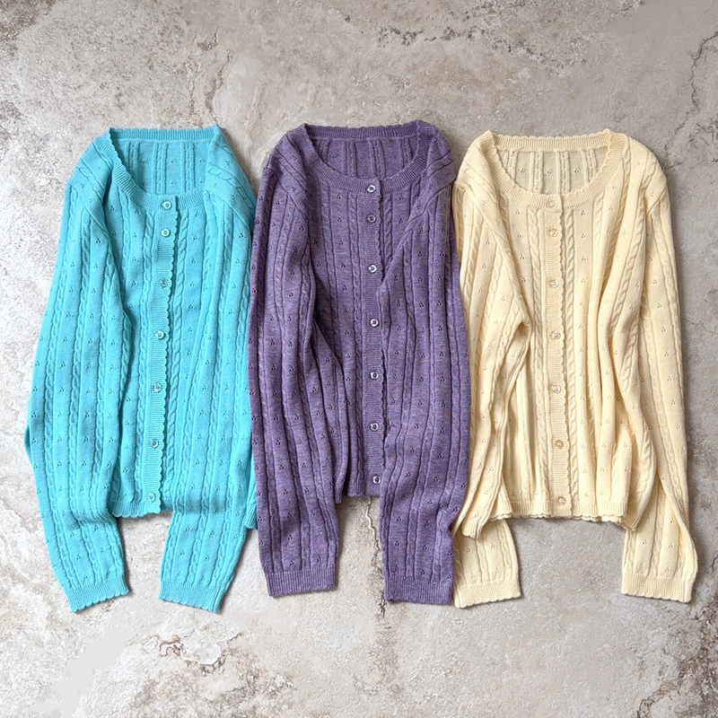 *Inventory Clearance: Vintage Twist-Knit Hollow-Out Knit Cardigan Sweater