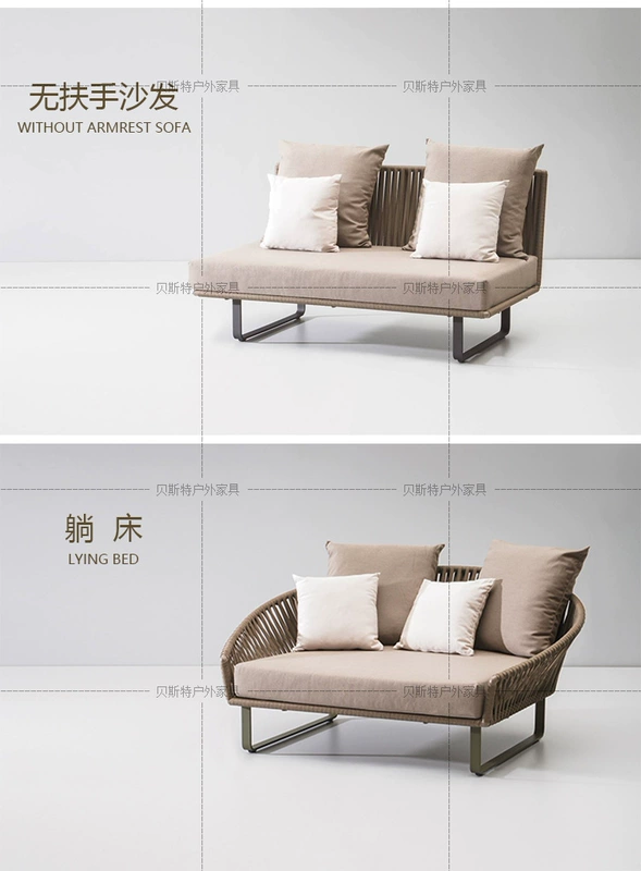 ban công ngoài trời Villa Garden sofa mây sofa giải trí ghế wicker bàn cà phê mây patio sofa Bắc Âu - Ghế sô pha