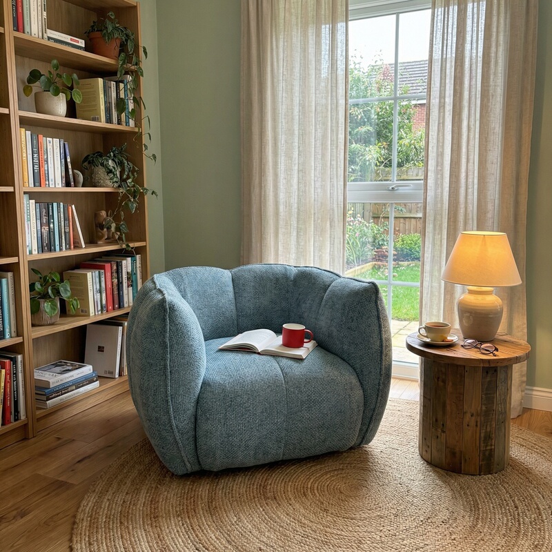 New Pumpkin Chair Nordic Simple Single Fabric Sofa Chair Small Apartment Living Room Leisure Chair Designer Style Blue New Pumpkin Chair Nordic Simple Single Fabric Sofa Chair Small Apartment Living Room Leisure Chair Designer Style Blue