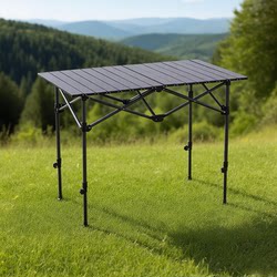 Egg Roll Table, Outdoor Foldable, Height Adjustable to 90cm, Portable Camping Picnic Lift Table, Adjustable for Barbecue and Night Market, Narrow