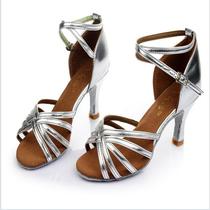 Factory direct sales new Latin dance shoes medium high heel dance shoes Latin dance satin dinge dance shoes indoor silk satin