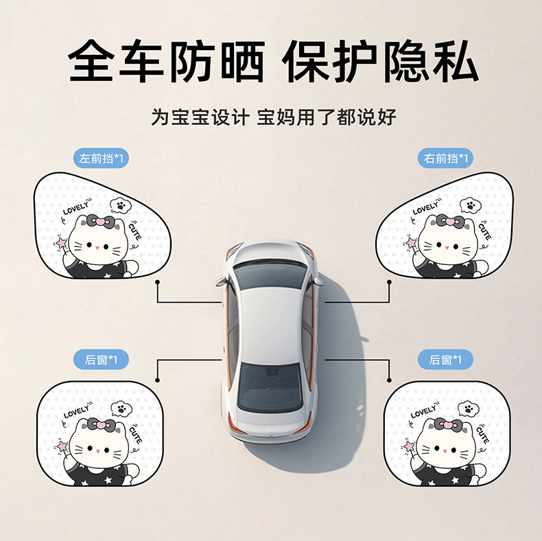 Car Window Sunshade Curtain for Sun Protection and Heat Insulation, Side Car Sunshade, Electrostatic Adsorption Glass Shield, Car-Mounted Baby Privacy Light-Blocking Panel