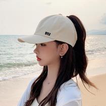 Empty top hat golf hat baseball cap cute Korean style sun protection soft top sun hat spring and summer wig duck tongue